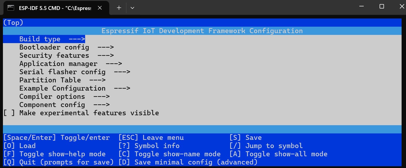 ESP-IDF Menuconfig – Überblick und wichtigste Optionen menuconfig
