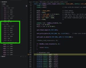 Modbus RTU mit ESP32 frame coil1 schreiben response